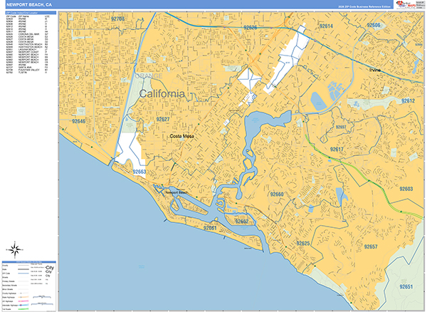 Newport Beach Wall Map